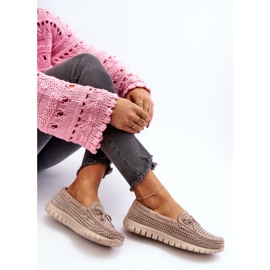 Vinceza Mocasines de mujer beige con lazo Reece 1