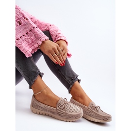 Vinceza Mocasines de mujer beige con lazo Reece 2