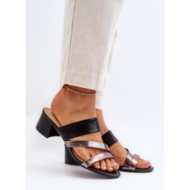 Chanclas Tacón Bajo Mujer Negro Rosila 2