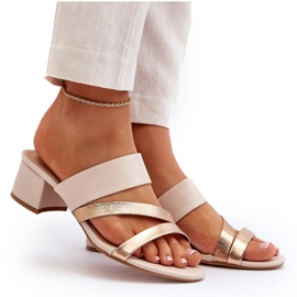 Chanclas Mujer Tacón Bajo Beige Rosila 9