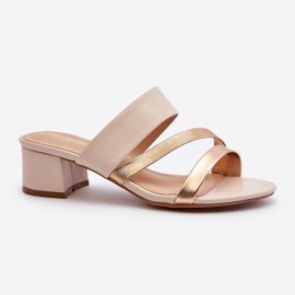 Chanclas Mujer Tacón Bajo Beige Rosila 1