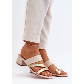 Chanclas Mujer Tacón Bajo Beige Rosila 2