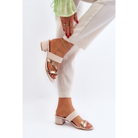 Chanclas Mujer Tacón Bajo Beige Rosila 3