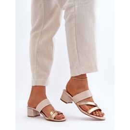 Chanclas Mujer Tacón Bajo Beige Rosila 7