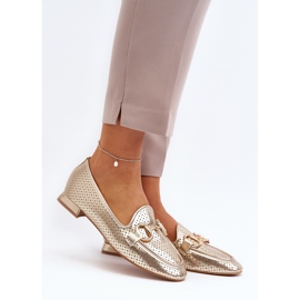 Mocasines de mujer con tacón plano y decoración dorada Iluvana dorado 2 Mocasines de mujer con tacón plano y decoración dorada Iluvana dorado 2