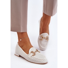 Mocasines Mujer Tacón Plano Con Decoración, Blanco Iluvana 7