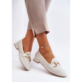 Mocasines Mujer Tacón Plano Con Decoración, Blanco Iluvana 9