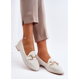 Mocasines Mujer Tacón Plano Con Decoración, Blanco Iluvana 1