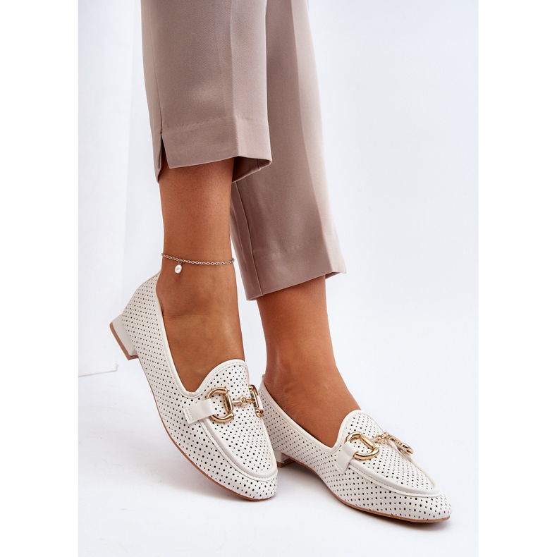 Mocasines Mujer Tacón Plano Con Decoración, Blanco Iluvana 1 Mocasines Mujer Tacón Plano Con Decoración, Blanco Iluvana 1