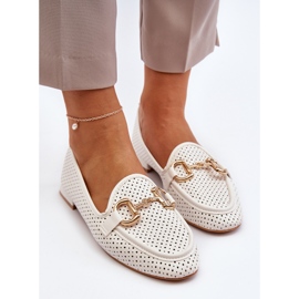 Mocasines Mujer Tacón Plano Con Decoración, Blanco Iluvana 8