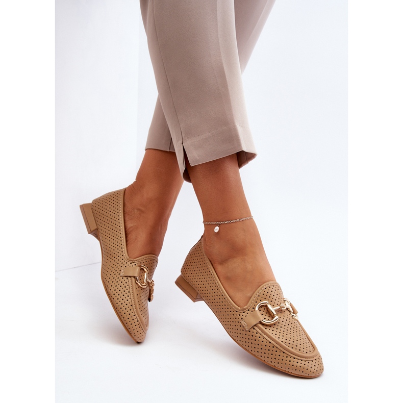 Mocasines de mujer con tacón plano y decoración Iluvana color camel marrón 1 Mocasines de mujer con tacón plano y decoración Iluvana color camel marrón 1