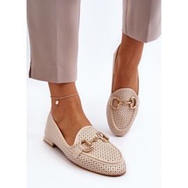 Mocasines Mujer Tacón Plano Con Decoración, Beige Iluvana 4