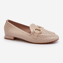 Mocasines Mujer Tacón Plano Con Decoración, Beige Iluvana 1