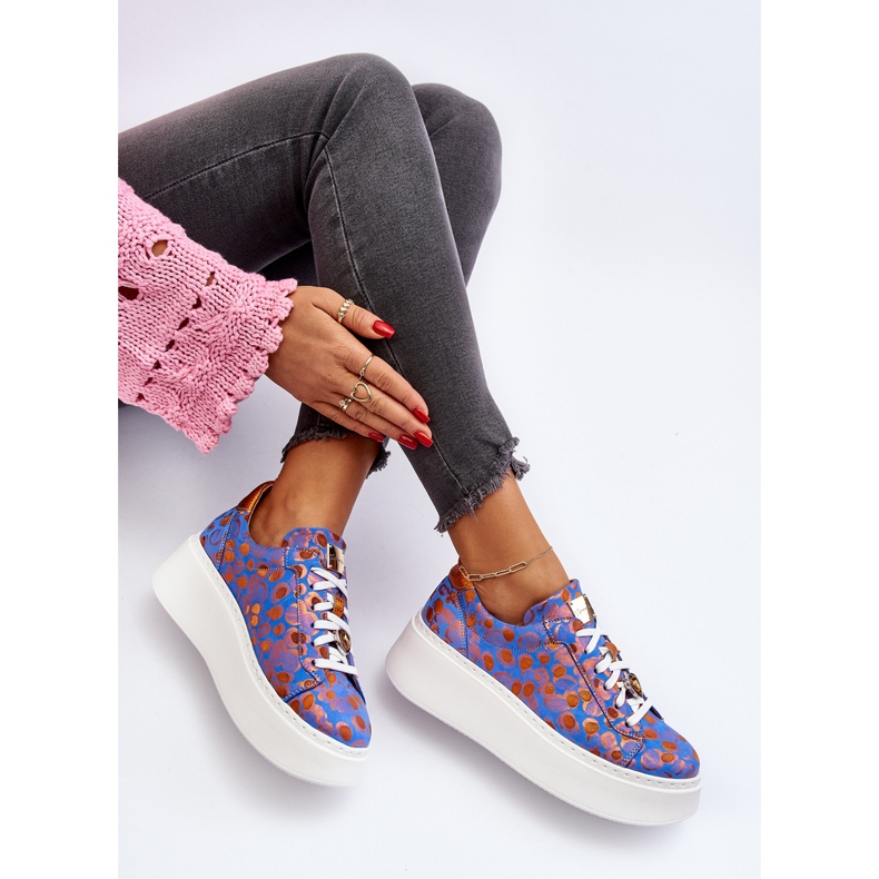 Deportivas de Piel con Plataforma Maciejka 06191-06 Azul 2