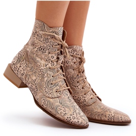 Botas Planas Piel Estampada Maciejka 06391-04 Beige 9
