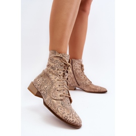 Botas Planas Piel Estampada Maciejka 06391-04 Beige 3