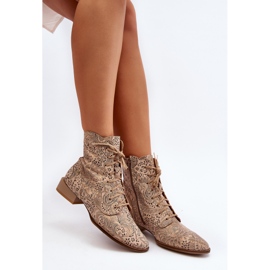 Botas Planas Piel Estampada Maciejka 06391-04 Beige 8