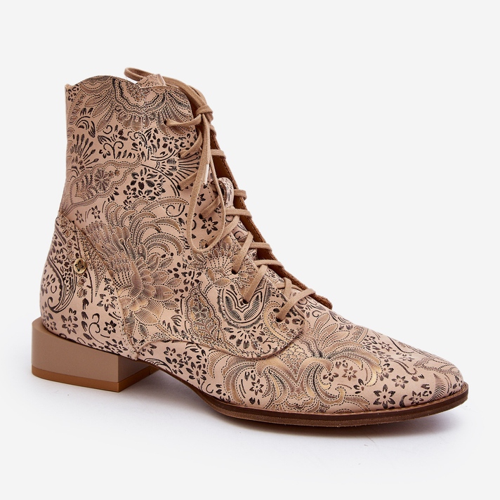 Botas Planas Piel Estampada Maciejka 06391-04 Beige 1