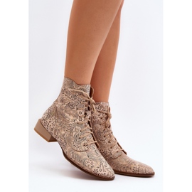 Botas Planas Piel Estampada Maciejka 06391-04 Beige 2