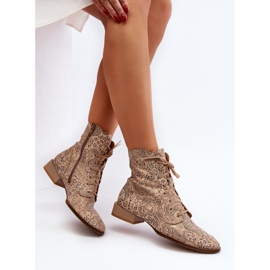 Botas Planas Piel Estampada Maciejka 06391-04 Beige 7