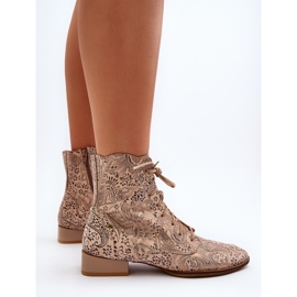 Botas Planas Piel Estampada Maciejka 06391-04 Beige 6