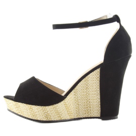 Sandalias en una cuña única 028 negro 2