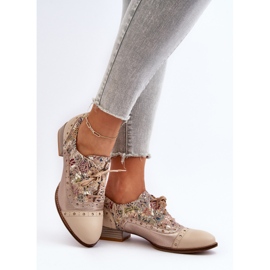 Zapatos De Mujer De Piel Con Parte Superior Decorada Maciejka 06408-04 Beige 7
