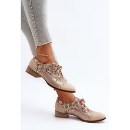 Zapatos De Mujer De Piel Con Parte Superior Decorada Maciejka 06408-04 Beige 8