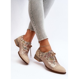 Zapatos De Mujer De Piel Con Parte Superior Decorada Maciejka 06408-04 Beige 9