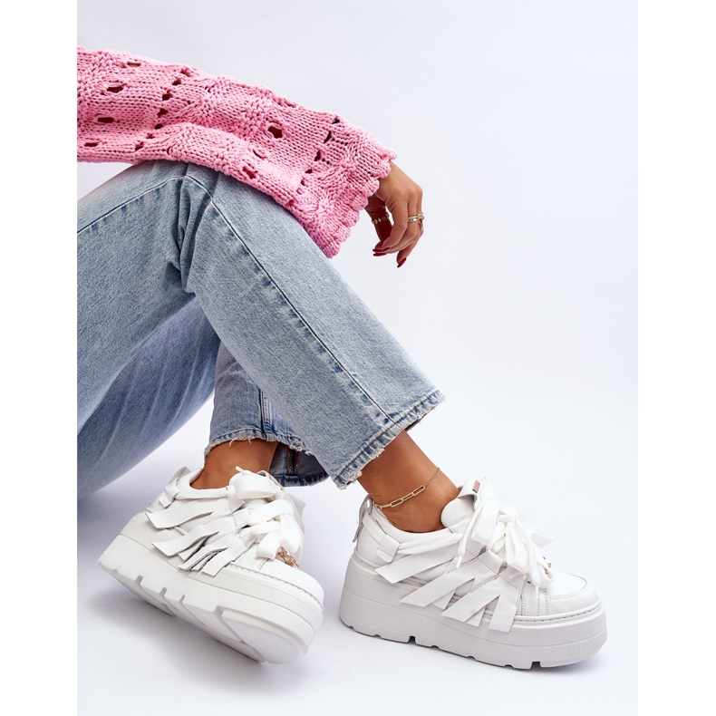 Zazoo 2F-7033 Zapatillas con plataforma enorme, blanco 2