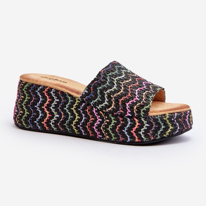 Chanclas con cuña Vanarila de mujer de color negro 1