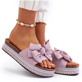 Chanclas de Mujer con Plataforma y Lazo, Morado Evatria violeta 8