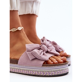 Chanclas de Mujer con Plataforma y Lazo, Morado Evatria violeta 6