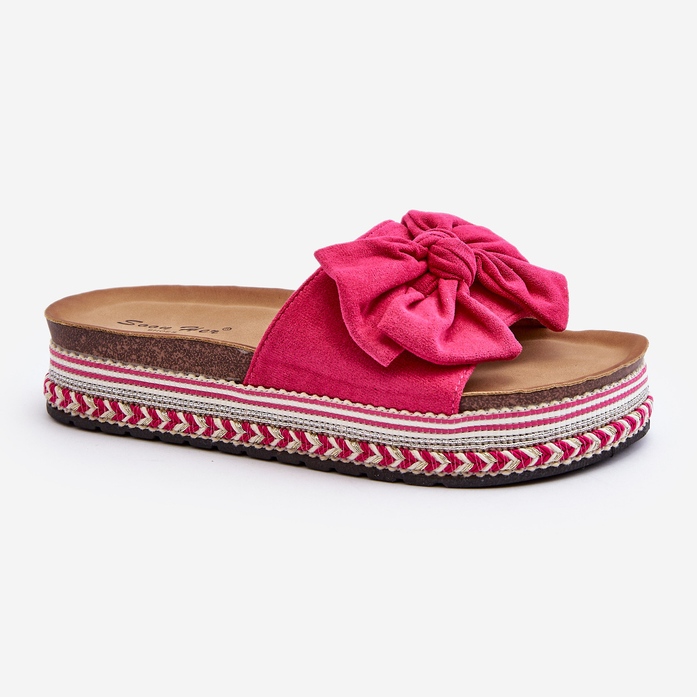 Chanclas de Mujer con Plataforma y Lazo Fucsia Evatria rosa 1