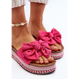Chanclas de Mujer con Plataforma y Lazo Fucsia Evatria rosado 3