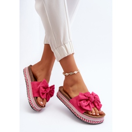 Chanclas de Mujer con Plataforma y Lazo Fucsia Evatria rosado 5