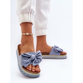 Chanclas de Mujer con Plataforma y Lazo, Azul Evatria 3