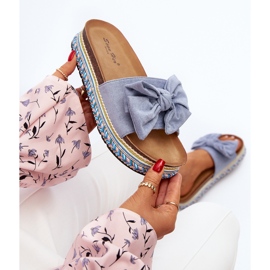 Chanclas de Mujer con Plataforma y Lazo, Azul Evatria 7