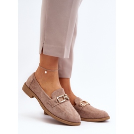 Mocasines de Mujer en Ante con Tacón Plano, Beige Oscuro Misal 3