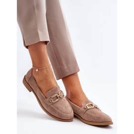 Mocasines de Mujer en Ante con Tacón Plano, Beige Oscuro Misal 8