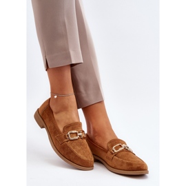 Mocasines De Mujer De Ante Con Tacón Plano Camel Misal marrón 2