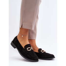 Mocasines Planos Mujer Ante, Negro Misal 3