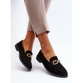 Mocasines Planos Mujer Ante, Negro Misal 1