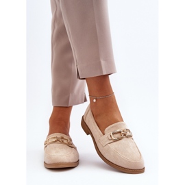 Mocasines Mujer Ante con Tacón Plano, Beige Misal 7