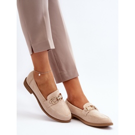 Mocasines Mujer Ante con Tacón Plano, Beige Misal 8