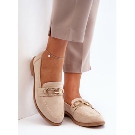 Mocasines Mujer Ante con Tacón Plano, Beige Misal 9