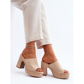 Chanclas de Mujer con Tacón Alto Beige, Siobhan 2