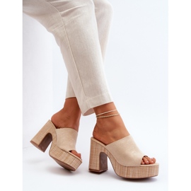 Chanclas de Mujer con Tacón Alto Beige, Siobhan 1 Chanclas de Mujer con Tacón Alto Beige, Siobhan 1