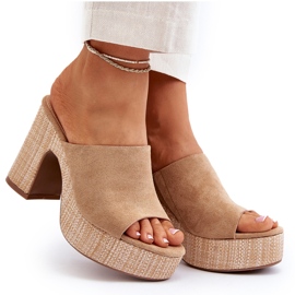 Zapatillas de Mujer con Tacón Alto, Marrón, Siobhan beige 9