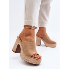 Zapatillas de Mujer con Tacón Alto, Marrón, Siobhan beige 3